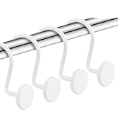 CHICTIE White Shower Curtain Hooks, Rustproof Shower Curtain Rings for Bathroom, Metal Shower Hoo...