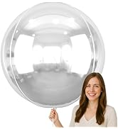 50 Inch Giant Silver Round Foil Balloons, 3Pcs Metallic Silver 4D Ball Balloons for Birthday New ...