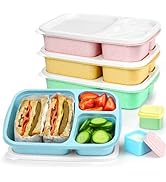 Caperci Bento Lunch Box Containers for Adults & Kids - 3-Compartment Reusable Meal Prep Container...