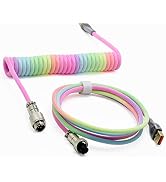 ZDawnn Braided Keyboard Cables 1.5m Coiled Type-C to USB A with Detachable Aviator Connector.for ...