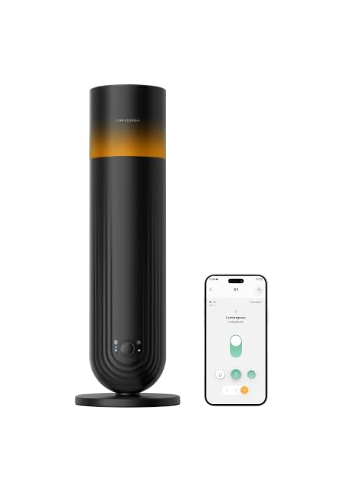Airversa U1 Smart Tower Waterless Essential Oil Diffuser for Room, Black | Up to 1200 sq ft, App ...