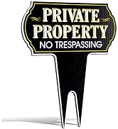 Signs Authority Metal Yard Sign -- Private Property No Trespassing Sign - Durable Heavy Duty Dibo...