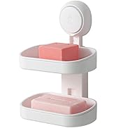 TAILI Double Layer Soap Dish Suction Cup Soap Holder, Strong Sponge Holder for Shower, Bathroom, ...