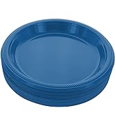 Amcrate Disposable Plastic Plates Royal Blue, 10.4 Inches Plastic Dinner Plates, Strong and Sturd...