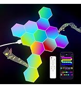 JIMIMORO 12 Pack Hexagon Light Panels - Smart RGB Hexagon LED Lights Wall Lights with APP & Remot...