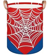 Large Laundry Basket Hamper - Red Spiderweb 62L Collapsible Storage Bin for Kids Toys, Dirty Clot...
