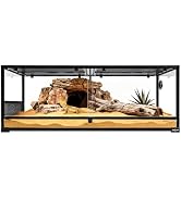 REPTI ZOO Large Glass Reptile Terrarium 48" x 24" x 18", 85 Gallon Detachable Terrarium with Doub...