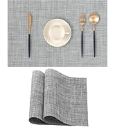 DVLOL Grey Placemats Set of 2 - Heat Resistant Non-Slip Place mats for Dining Table, Washable Dur...