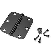 KNOBWELL 6 Pack Black Door Hinges, 3.5" X 3.5" Square w 5/8" Radius Corner Interior Door Hinges w...