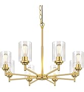 8-Light Chandelier for Dining Room Kitchen Island Modern Farmhouse Pendant Lighting with Clear Gl...