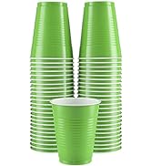 Amcrate Disposable Plastic Cups, Kiwi Colored Plastic Cups, 18-Ounce Plastic Party Cups, Strong a...
