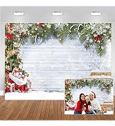 CHAIYA 7x5ft Christmas Backdrop Christmas Rustic Wood Photography Backdrop Xmas Tree Snow Wall Ba...