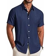 COOFANDY Mens Button Down Shirt Short Sleeve Casual Shirts Summer Beach Textured Shirts with Pocket