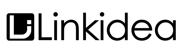 Text reads 'Linkidea' brand logo in black and white on plain background.