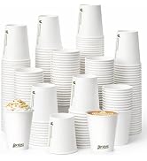 Biotakeware 8 oz Disposable Paper Cups, 300 Pack Bulk White Paper Coffee Cups for Hot & Cold Beve...