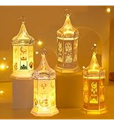 Ramadan Lantern Lights, 4Pcs Mini Ramadan Lanterns, 2025 New Ramadan Decorations for Home, Ramada...