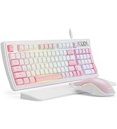 SABLUTE Wired Gaming Keyboard and Mouse, RGB Backlit Mechanical Feel Keyboard and Mouse, Multimed...