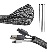RED WOLF Cable Sleeves Cord Management Braided Wire Loom Split Sleeving 3/8 Inch x 10 FT Protecto...