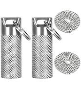 Mini Titanium Pill Box Keychain & Necklace - 100% Waterproof and Airtight, Travel Pill Holder for...
