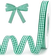 Green Gingham Ribbon - 3/8 inch x 55 Yards Green and White Checked Plaid Ribbons Roll Ideal for G...