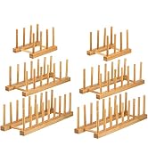 Lawei Set of 6 Bamboo Dish Rack - 3/6/8 Slots Wooden Plate Rack Stand Pot Lid Holder Dish Drying ...