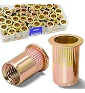Vifmy 50Pcs M10 Rivet Nuts, Metric Zinc Plated Finish Carbon Steel Flat Head Threaded Insert Nuts...