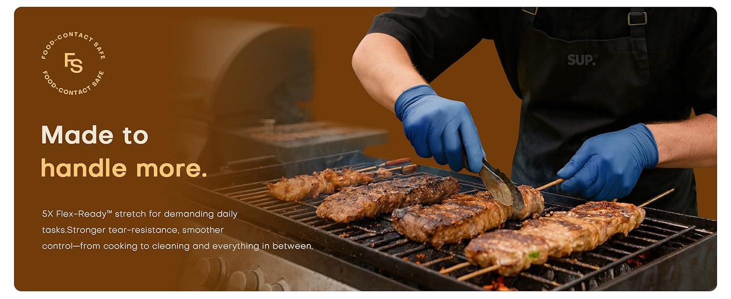 5X Flex-ReadY stretch for daily tasks tear-resistance smoother control cooking to cleaning