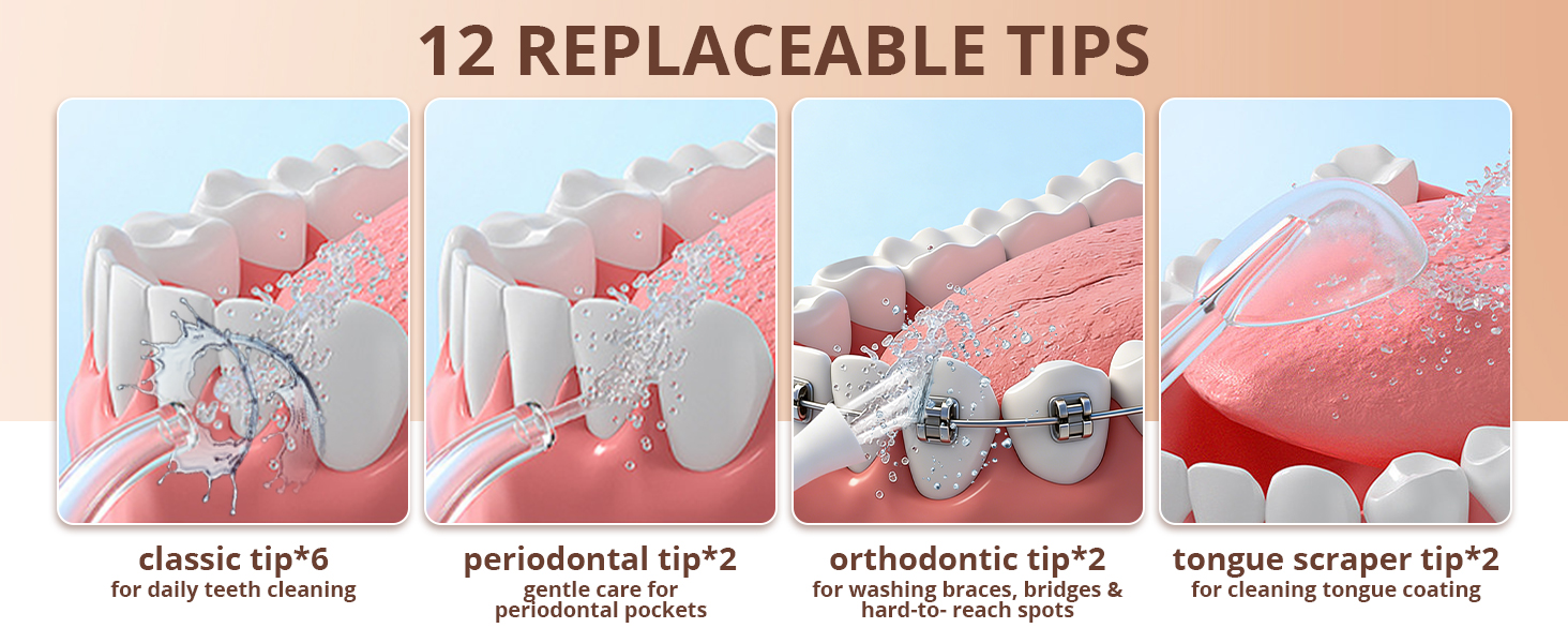 12 Replacement Tips & 360° Coverage