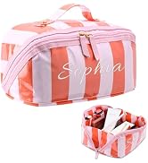 MRYAWXBK Personalized Waterproof Travel Makeup Bag, Large Capacity Striped Toiletry Cosmetic Bags...