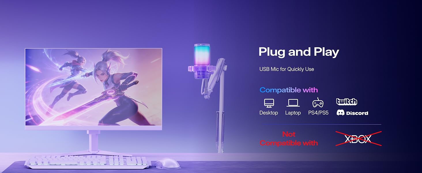 usb gaming microphone for pc purple