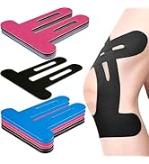 Precut Kinesiology Tape for Knees, 12 Pcs – Knee Support & Stability, Waterproof Athletic Tape, B...