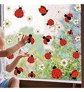 Lilacanthara Ladybug Window Stickers Cute Insect Window Decals Flower Window Clings for Glass Win...