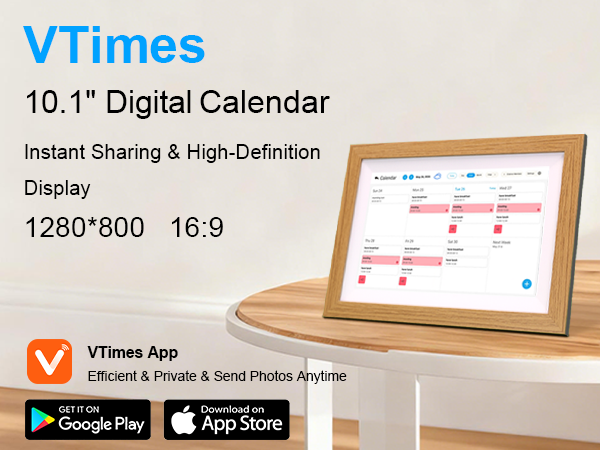 digital calendar white wood 5 phone