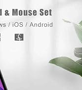 Bluetooth Wireless Keyboard and Mouse Combo-Rechargeable Mini Cute Typewriter Wireless Mouse and ...