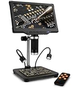 Aikokkl Digital Microscope for Soldering, 10.1" IPS Screen, 1200X Coin Microscope with 16MP Camer...