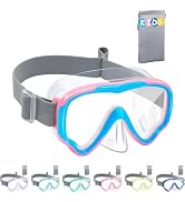 Vvinca Kids-Goggles with Nose Cover, Diving Mask Elastic Fabric Strap Anti Fog Anti Shattered Len...