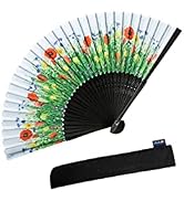 Salutto Handheld Floral Pattern Fabric Fans Summer Cools Perfect for Weddings, Parties and Church...