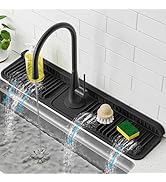 PoYang 24 inch Faucet Mat for Kitchen Sink Splash Guard, 7° Slope Silicone Sink Water Splash Guar...