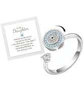 ZenVib To My Daughter, Evil Eye Fidget Mood Anxiety Relief Spinning Ring Adjustable Silver Inspir...
