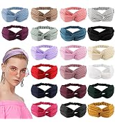 Ondder Knotted Elastic Headbands 20 Pack Assorted Women Headbands Work Out Yoga Sport Headbands S...