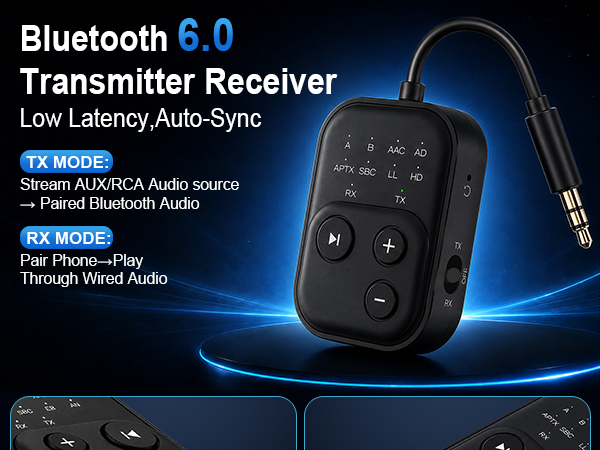 Bluetooth 6.0 Audio Transmitter Receiver
