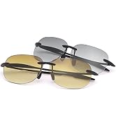 MIRYEA 2 Pairs Rimless Bifocal Reading Glasses UV400 Protection Sunglasses Readers for Men Women ...