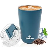 PHILORN Coffee Mug with Lid, 12 OZ Travel Mug, Leak-proof to go Coffee Mug, Stainless Steel Therm...