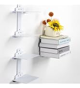 Cozcty Invisible Book Shelf Floating, 6-Tier White Floating Shelves for Wall, Heavy Duty Metal Bo...