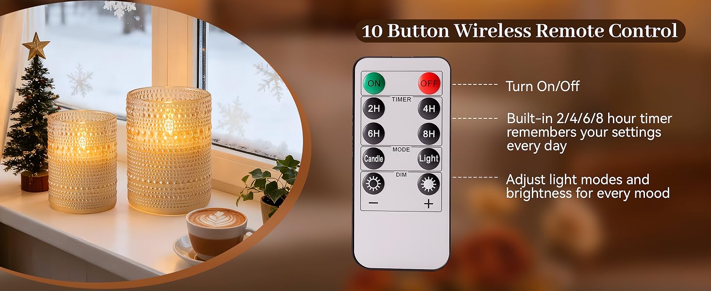 Battery Operated LED Flickering Flameless Candles with Remote and Timer
