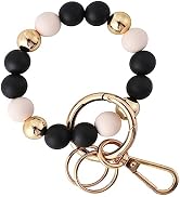 Junyuerly Wristlet Keychain Silicone Beaded Key Ring Bracelet for Women Elastic Bangle Key Chain ...