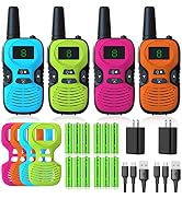 Walkie Talkies for Kids - Rechargeable 4 Pack: Walky Talky for Kids with Charger Battery - Walkie...