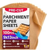 Parchment Paper Sheets, 9x13 In Unbleached Non-Stick Parchment Paper for Baking, Grilling, Air Fr...