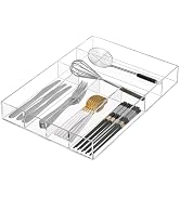 Hongtuocb Acrylic Drawer Organizer, 6 Slots Clear Silverware Holder for Kitchen Utensils, Cutlery...