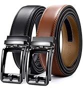 CHAOREN Click Belts for Men 2 Pack - Mens Ratchet Leather Belt 1 3/8" for Dress and Casual - Micr...